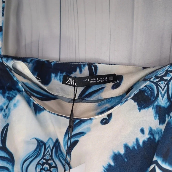 Zara Floral Spaghetti Strap Top With Cinched Sides NWT - Picture 5 of 10